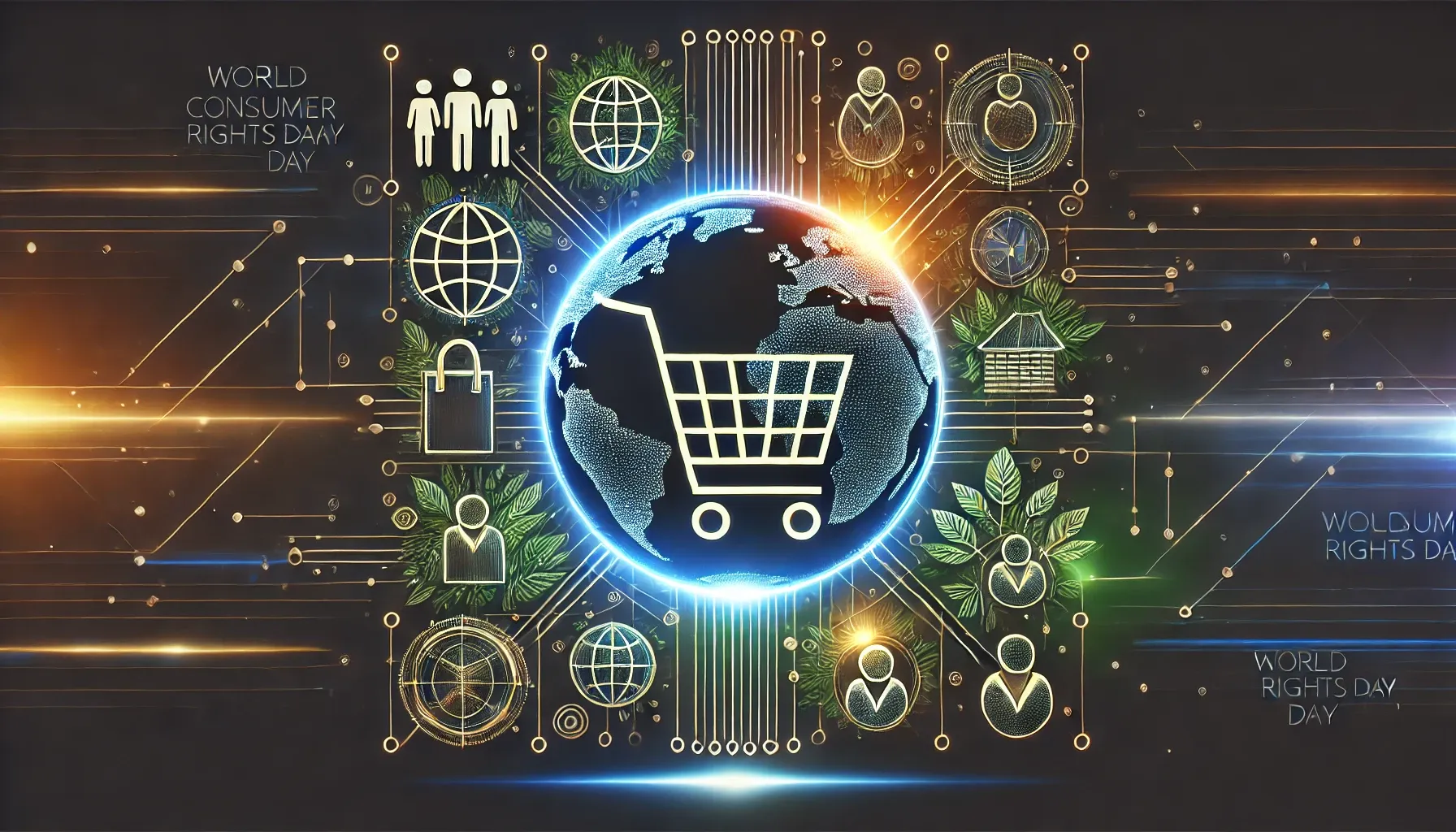 World Consumer Rights Day with a dark background.